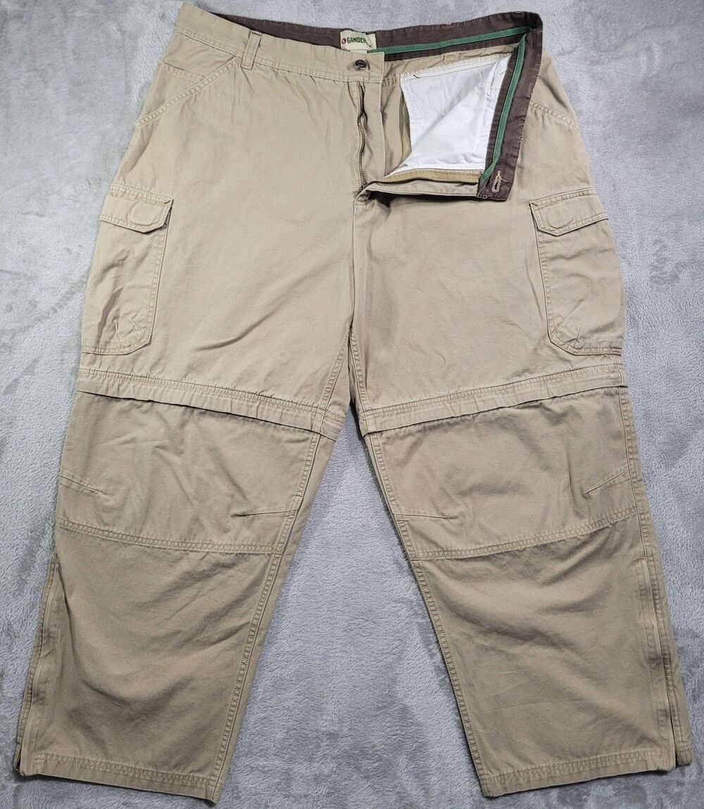 Gander Mountain Cargo Pants Mens 42x30 Beige Cotton Convertible Hiking Travel